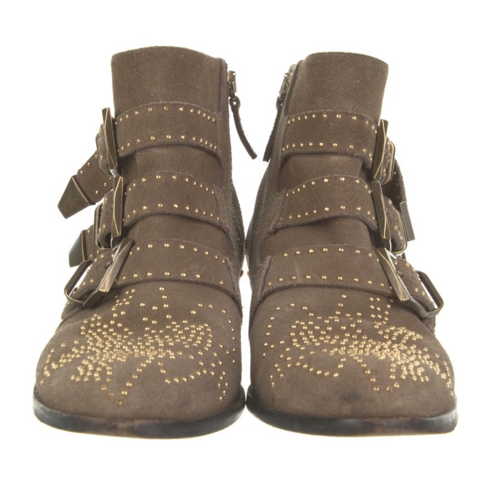 Chloé Leather/Suede Studded Accents Moto Boots